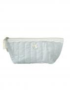 Косметичка MISO accessory стьогана трикутна блакитна клітинка