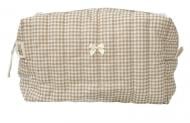 Косметичка MISO accessory маленька квадратна стьогана бежева клітинка