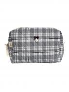 Косметичка MISO accessory середня квадратна стьогана сіро-чорна клітинка