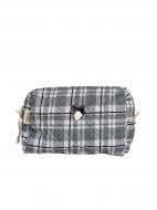 Косметичка MISO accessory маленька квадратна стьогана сіро-чорна клітинка