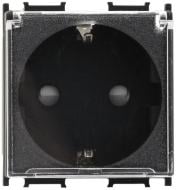 Розетка с заземлением TEM Modul 2P+E 16 А 250 В со шторками с крышкой черный 4317685