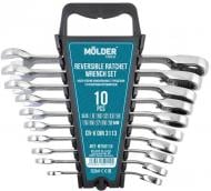 Набор ключей рожково-накидных Molder CR-V (8-19 мм) 10 шт с трещоткой и реверсом MT59110