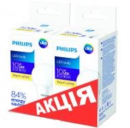 Лампа светодиодная Philips EcoHome LEDBulb (2 шт./уп.) 10 Вт A60 матовая E27 220 В 3000 К 929001955307/2