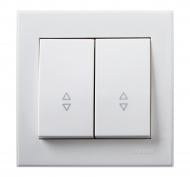 Вимикач прохідний двоклавішний Lezard Rain без підсвітки білий 703-0288-106