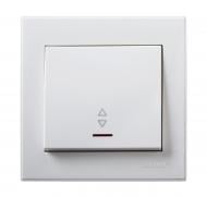 Вимикач прохідний одноклавішний Lezard Rain з підсвіткою білий 703-0288-114