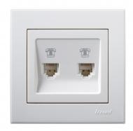 Розетка телефонна подвійна Lezard Rain білий 703-0288-138 Розетка телефонна подвійна Lezard Rain білий 703-0288-138
