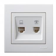 Розетка компьютерная + телефонная двойная Lezard Rain белый 703-0288-143