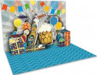 Открытка поздравительная POP-UP з 3D-рисунком всередине и с конвертом "Пиво"