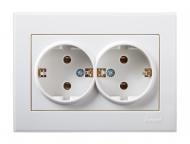 Розетка подвійна із заземленням Lezard Rain без шторок білий із хромованою вставкою 703-0225-127B Розетка подвійна із заземленням Lezard Rain без шторок білий із хромованою вставкою 703-0225-127B