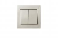 Выключатель двухклавишный Lezard Rain без подсветки жемчужно-белый 703-3088-101