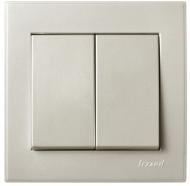 Выключатель двухклавишный Lezard Rain без подсветки жемчужно-белый 703-3088-101