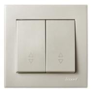 Выключатель двухклавишный проходной проходной двухклавишный Lezard Rain без подсветки жемчужно-белый 703-3088-106