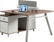 Стол компьютерный OfficePro двухместный 1200х120х1080 мм светло-серый/орех (PG-M24A-2A)