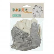 Шарики латексные Party 30 см белый/серебро 14 шт.