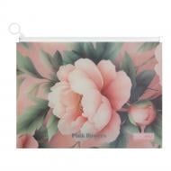 Папка-конверт А4 на zip-молнии PEONY ARABESKI полупрозрачная розовая Buromax BM.3948-10