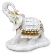 Статуэтка декоративная Слон на подставке белое золото 25,5х16х16 см белый