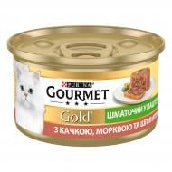 Консерва для котів Gourmet by Purina Gold шматочки у паштеті з качкою, морквою та шпинатом 85 г