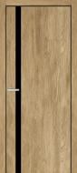 Дверное полотно ОМиС FLAT 02 BG черная кромка (с фрезеровкой п/з 96/85) ПО черное стекло 600 мм дуб нэшвилл