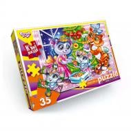 Пазлы мягкие Danko Toys №12 Зверята у елки 35 элементов S35-09-12