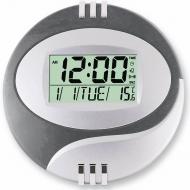Настольные часы Kenko электронные круглые с будильником 20см Серебристо-серые (KK-6870)