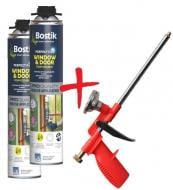 Пена монтажная Bostik WINDOW&DOOR FOAM DOUBLE 750 мл 2шт + пистолет для пены