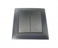 Выключатель для жалюзи двухклавишный Efapel Logus без подсветки металлик алюминиевый 21290 TAL