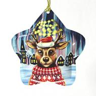 Елочная игрушка звездочка Олень 9 см