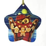 Елочная игрушка звездочка Сова 9 см