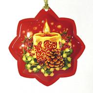 Елочная игрушка звездочка Свеча 9 см