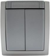 Вимикач двоклавішний Viko Pacific без підсвітки сірий