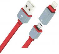Кабель Easy Link USB – microUSB + Apple Lightning 0.95 м красный (EL-523, red)