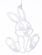 Подвеска Зайчик прыгунец 2Д белая присыпка 12 см белый