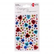 Самоклейкі стрази Heart mix різнокольорові 109 шт. Santi