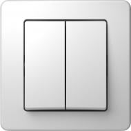 Переключатель проходной двухклавишный TEM Ekonomik без подсветки белый SE63PWXO-U