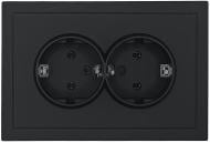 Розетка двойная бытовая с заземлением HausMark Juna IP20 черный матовый 7041-1700U2-127BQC
