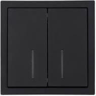 Механизм выключателя двухклавишный HausMark Juna с подсветкой черный матовый 7041-1788U2-112QC