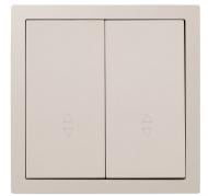 Механизм выключателя проходной двухклавишный HausMark Juna без подсветки песочный/бежевый 7041-1888U2-106QC