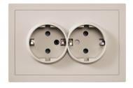 Розетка двойная бытовая с заземлением HausMark Juna IP20 песочный/бежевый 7041-1800U2-127BQC
