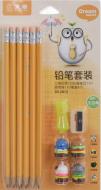 Набір олівців чорнографітних стругачка та гумка для олівця помаранчевий