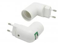 Патрон с вилкой Electraline c выключателем угловой с повротом на 90° E27 пластик белый 71190
