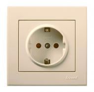 Розетка із заземленням Lezard Rain зі шторками з кришкою кремовий 703-0388-124B