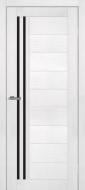 Дверное полотно ОМиС Lego 14 BG (с фрезеровкой п/з 96/85) ПО черное стекло 800 мм белое дерево