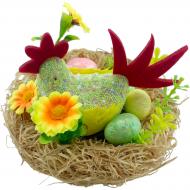 Декорація великодня Shunda Курка на гнізді 12 см жовтий