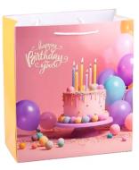 Пакет подарочный Happy Birthday 35x31x15 см