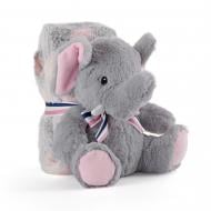 Плед Perletti Toys Allie Elephant з м'якою іграшкою 80x120 см сірий із рожевим