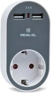 Зарядний пристрій Real-el USB-устройств + розетка (CS-20)