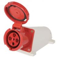 Розетка силовая стационарная с заземлением E.NEXT e.socket.pro.4.63, 4п., 380В, IP67, 63А (134) серый с красным p012006