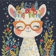 Алмазна мозаїка Лама в квітах 25х25 см Brushme