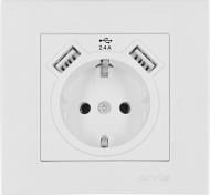 Розетка побутова + USB с заземлением IP20 белый 20 01 1000 300 Розетка побутова + USB с заземлением IP20 белый 20 01 1000 300