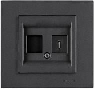 Розетка USB без заземления IP20 дымчатый 20 04 2000 253